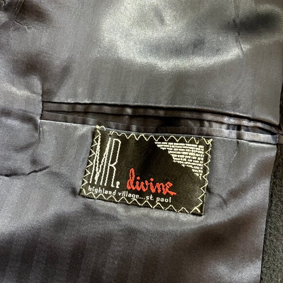 Bespoke Mr. Divine Size 44 Men's Black Pure Cashmere Hand Tailored Overcoat - Picture 8 of 8